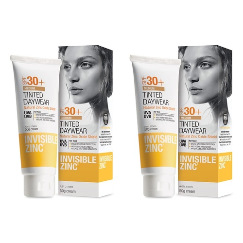 Invisible Zinc Tinted Daywear SPF30+ Medium 50g Pack of 2