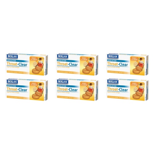 Bioglan Throat Clear Honey & Lemon Lozenges 20 Lozenges x 12 Bundle of 6