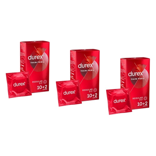 Durex Thin Feel Condoms 10 Pack Bundle of 3
