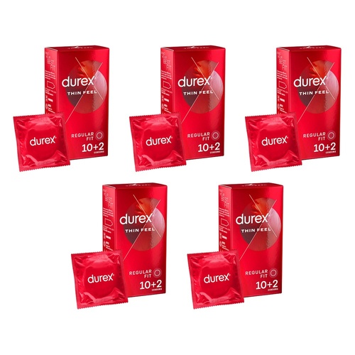 Durex Thin Feel Condoms 10 Pack Bundle of 5