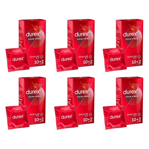 Durex Thin Feel Condoms 10 Pack Bundle of 6
