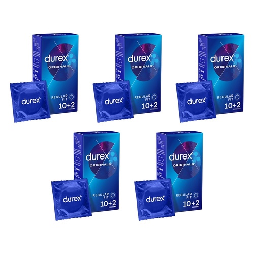 Durex Regular Condoms 10 Pack Bundle of 5
