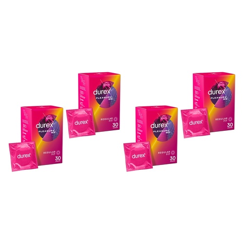 Durex Pleasure Me Condoms 30 Pack Bundle of 4