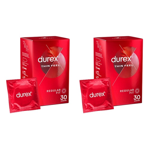 Durex Thin Feel Condoms 30 Pack Bundle of 2