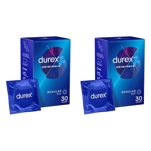 Durex Regular Condoms 30 Pack Bundle of 2