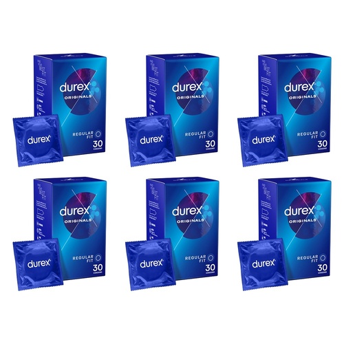 Durex Regular Condoms 30 Pack Bundle of 6