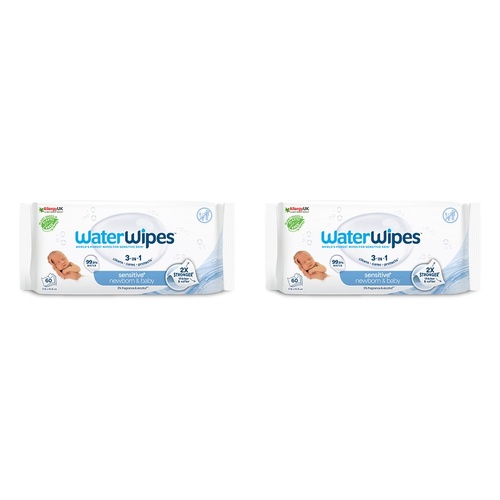 WaterWipes Newborn & Baby Sensitive 60 Wipes Pack of 2