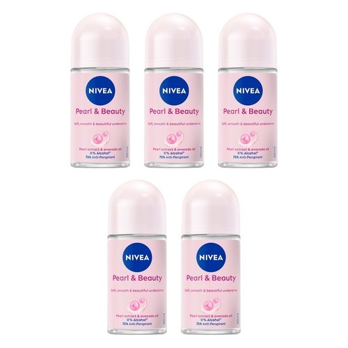 NIVEA Pearl & Beauty 72H Anti-Perspirant 50mL Pack of 5