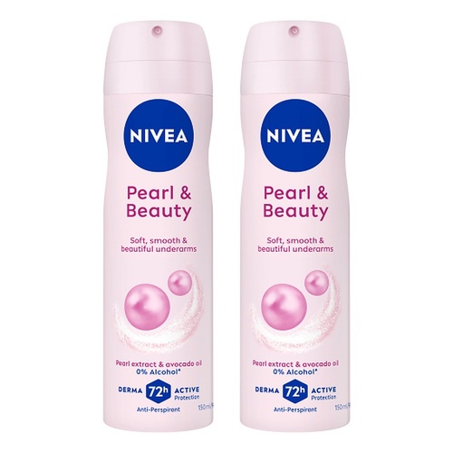 NIVEA Pearl & Beauty 72H Anti-Perspirant 150mL Pack of 2
