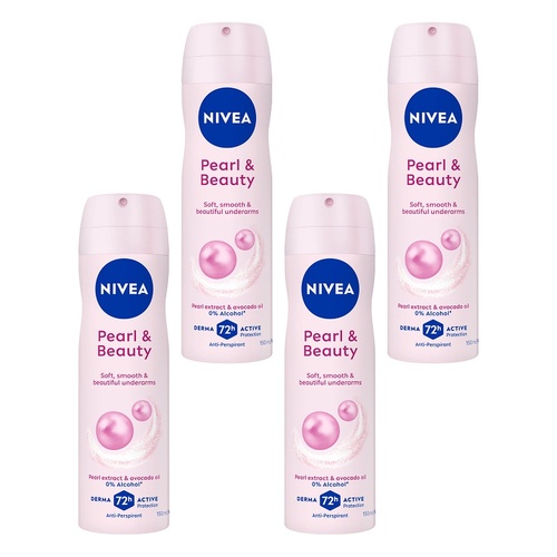 NIVEA Pearl & Beauty 72H Anti-Perspirant 150mL Pack of 4