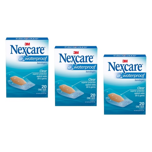 Nexcare Waterproof Strips Medium 20 Pack Bundle of 3