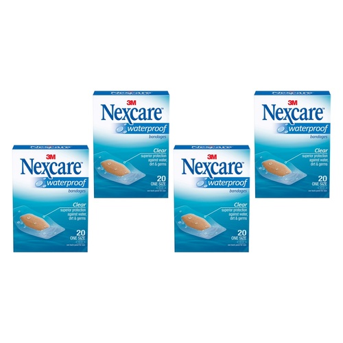 Nexcare Waterproof Strips Medium 20 Pack Bundle of 4
