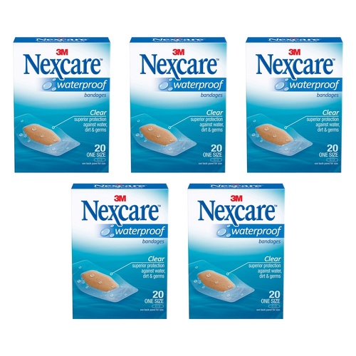 Nexcare Waterproof Strips Medium 20 Pack Bundle of 5