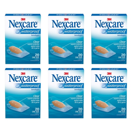 Nexcare Waterproof Strips Medium 20 Pack Bundle of 6