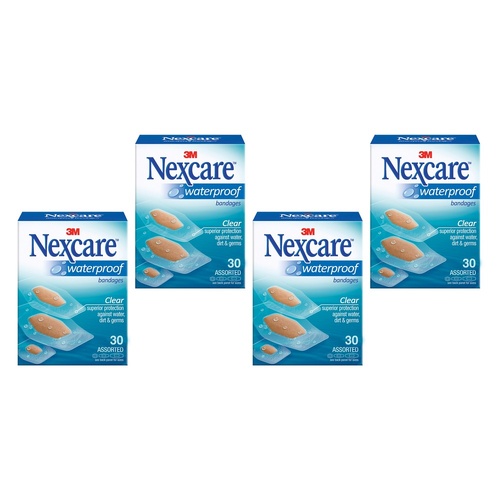 Nexcare Waterproof Strips Assorted 30 Pack Bundle of 4