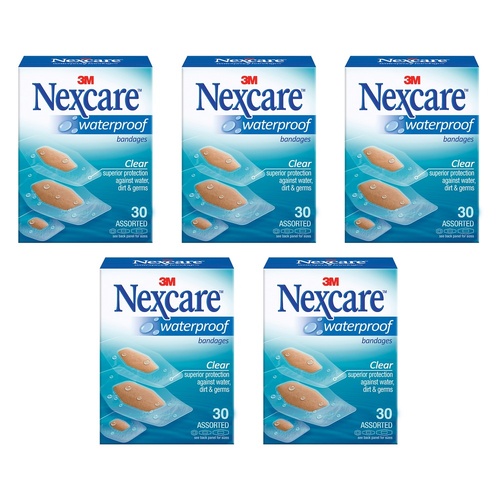 Nexcare Waterproof Strips Assorted 30 Pack Bundle of 5