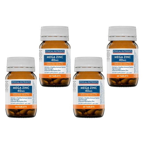 Ethical Nutrients Mega Zinc 40mg 60 Tablets Pack of 4
