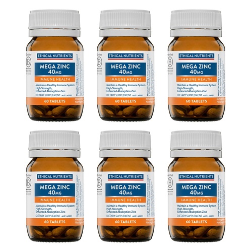 Ethical Nutrients Mega Zinc 40mg 60 Tablets Pack of 6