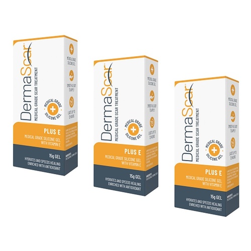 DermaScar Plus E 10% Vitamin E Silicone Gel 15g Pack of 3
