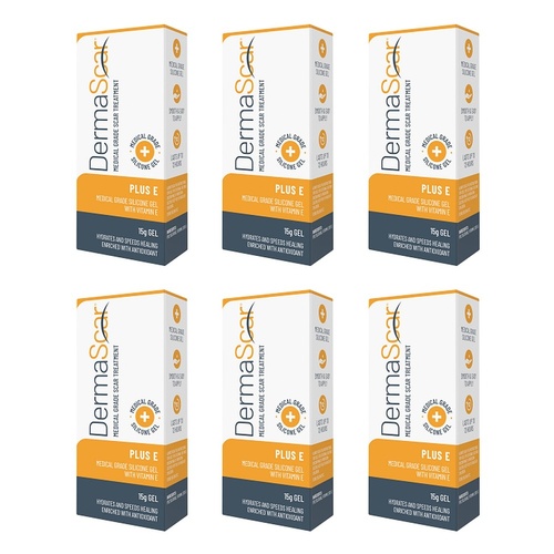 DermaScar Plus E 10% Vitamin E Silicone Gel 15g Pack of 6