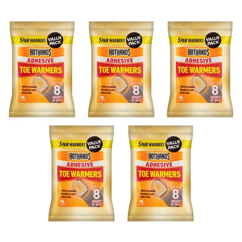 Hot Hands Adhesive Toe Warmers 5 Pairs x 4 Bundle of 5