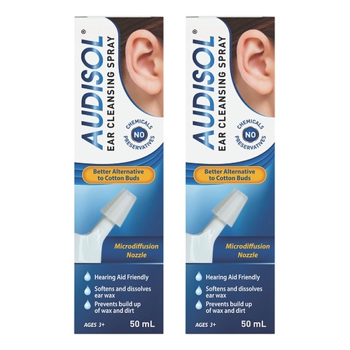 Audisol Ear Cleansing Spray 50mL Pack of 2