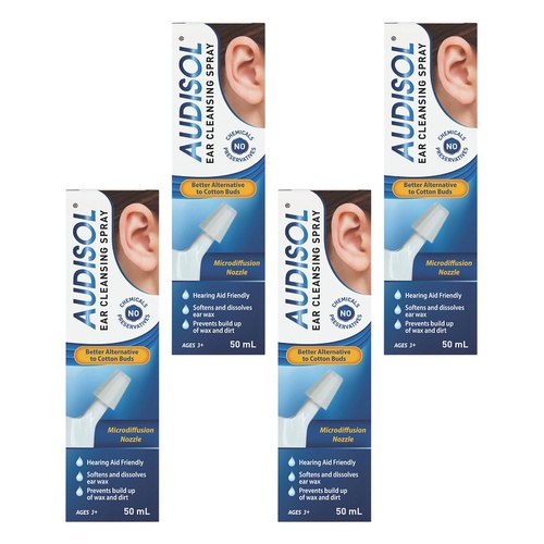 Audisol Ear Cleansing Spray 50mL Pack of 4