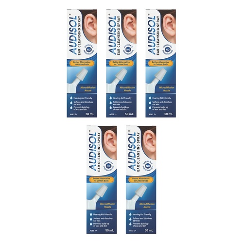 Audisol Ear Cleansing Spray 50mL Pack of 5