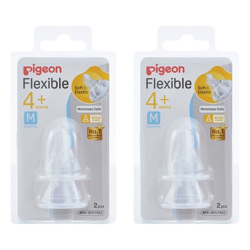 Pigeon Peristaltic Slim Neck Teat Medium 2 Pack Bundle of 2