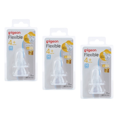 Pigeon Peristaltic Slim Neck Teat Medium 2 Pack Bundle of 3
