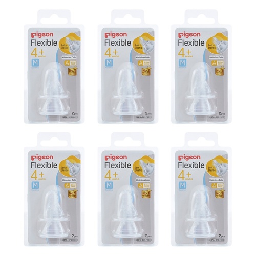 Pigeon Peristaltic Slim Neck Teat Medium 2 Pack Bundle of 6