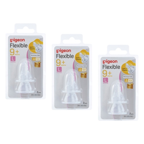 Pigeon Peristaltic Slim Neck Teat Large 2 Pack Bundle of 3
