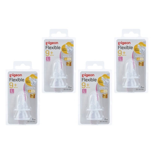 Pigeon Peristaltic Slim Neck Teat Large 2 Pack Bundle of 4