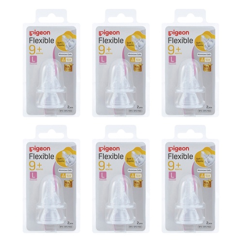Pigeon Peristaltic Slim Neck Teat Large 2 Pack Bundle of 6