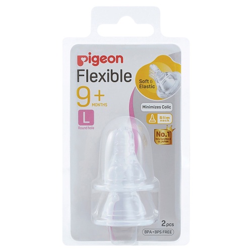 Pigeon Peristaltic Slim Neck Teat Large 2 Pack