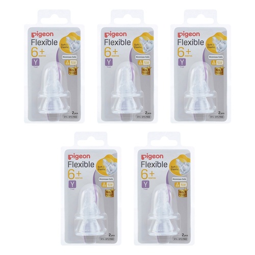 Pigeon Teat Slim Neck Y-Cut 2 Pack Bundle of 5