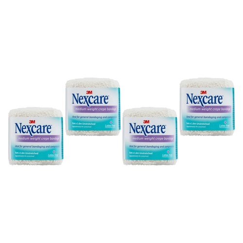 Nexcare Medium Crepe Bandage White 5cm x 1.6m Pack of 4