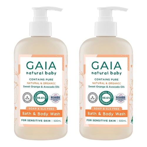 GAIA Natural Baby Bath & Body Wash 500mL Pack of 2