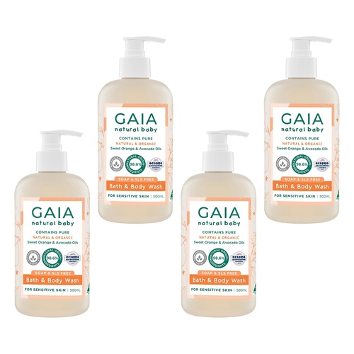 GAIA Natural Baby Bath & Body Wash 500mL Pack of 4