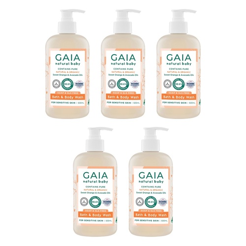 GAIA Natural Baby Bath & Body Wash 500mL Pack of 5