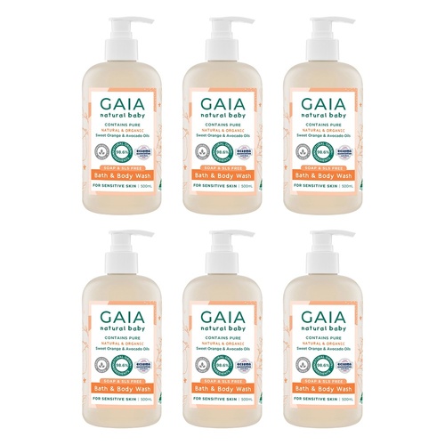GAIA Natural Baby Bath & Body Wash 500mL Pack of 6