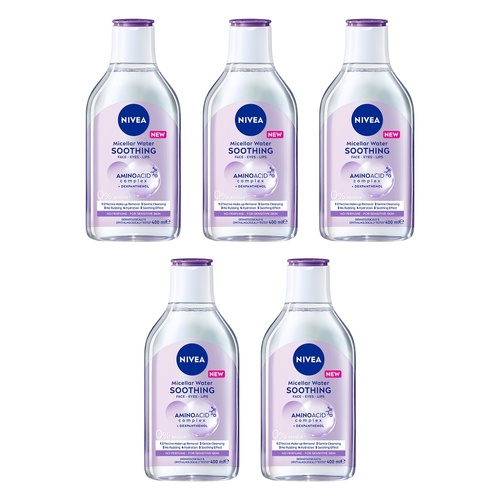 NIVEA Micellar Water Soothing 400mL Pack of 5