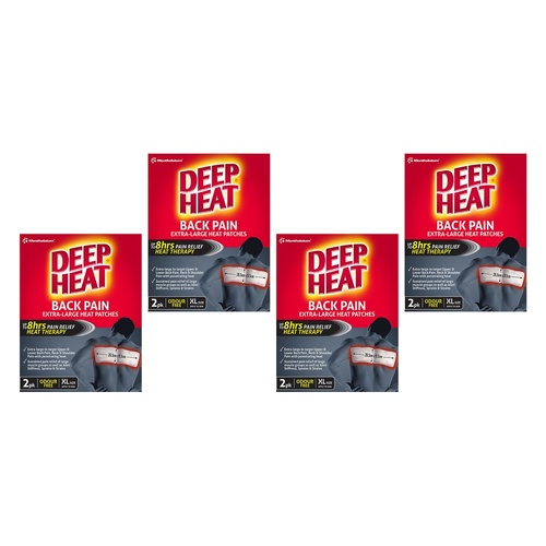 Deep Heat Back Pain Extra Large Heat Patches 2 Pack Bundle of 4