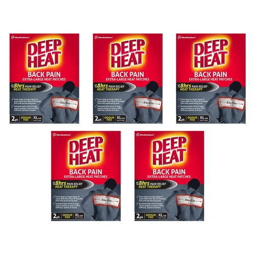 Deep Heat Back Pain Extra Large Heat Patches 2 Pack Bundle of 5