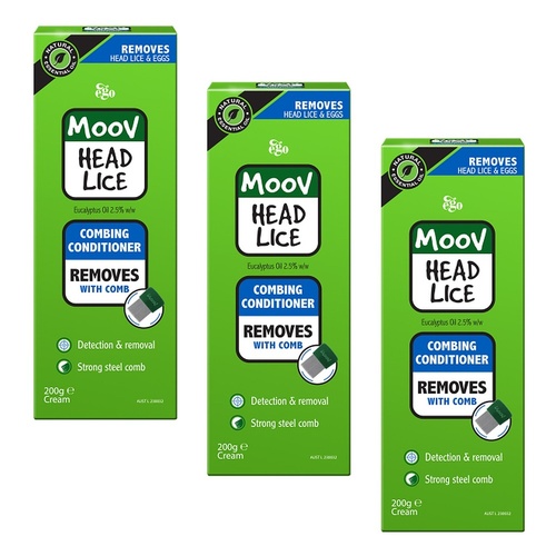 Ego Moov Head Lice Combing Conditioner 200mL Pack of 3