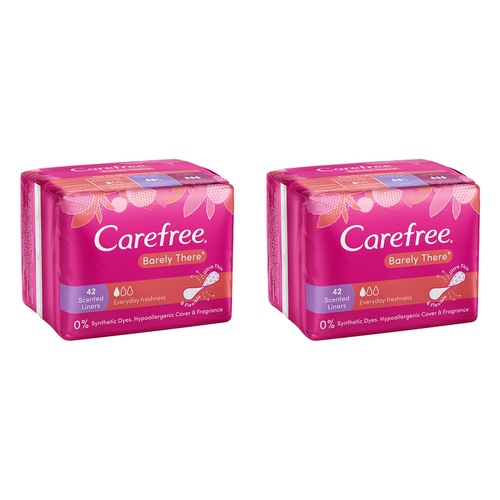 Carefree Barely There Shower Fresh Liners 42 Pack x 12 Bundle of 2