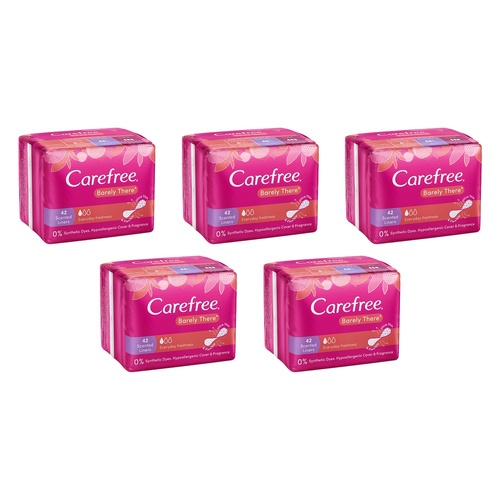 Carefree Barely There Shower Fresh Liners 42 Pack x 12 Bundle of 5