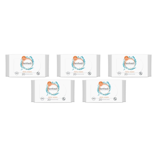 Femfresh Daily Intimate Wipes 20 Pack Bundle of 5