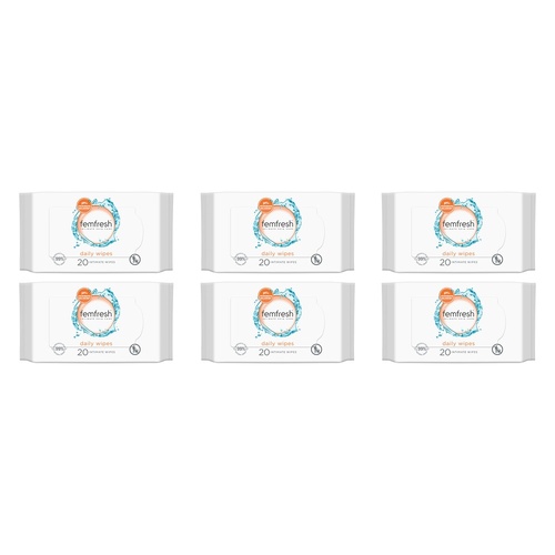 Femfresh Daily Intimate Wipes 20 Pack Bundle of 6