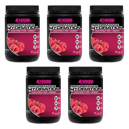 Endura Performance Hydration Electrolytes + Energy Raspberry 800g Pack of 5
